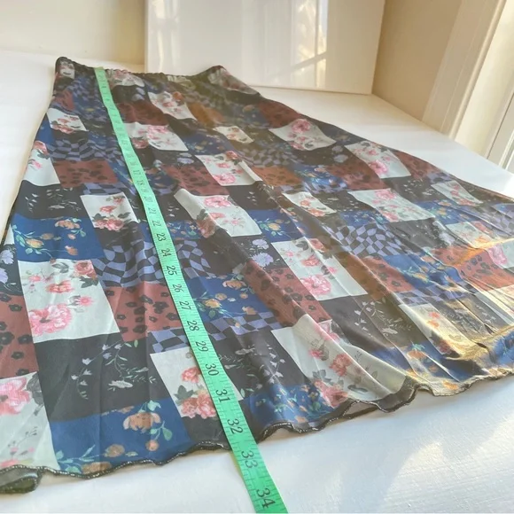 Earthbound Trading Patchwork Midi Skirt Womens S Y2K Festival Floral Sheer Indie - Picture 8 of 11